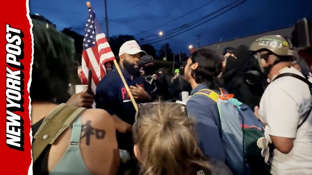 MAGA Man Confronts Protesters Outside Portland Ice Facility